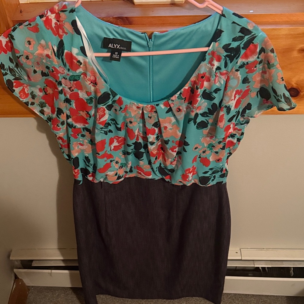 Alyx Teal and Black Floral Dress